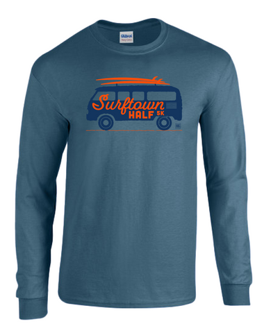 Surftown Beach Van Long Sleeve Tee in Indigo
