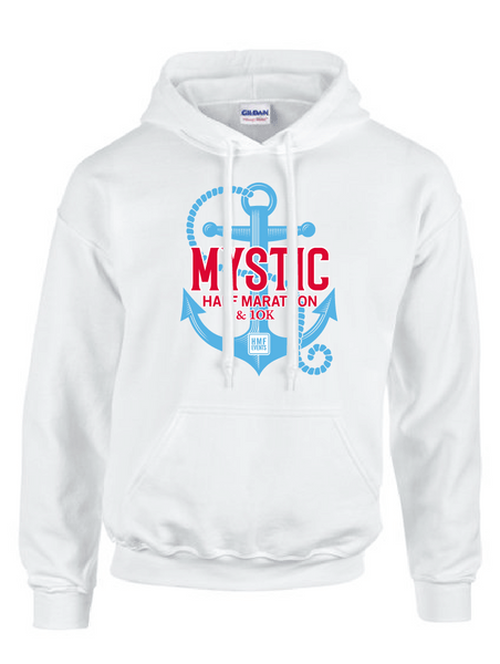 Mystic Half Marathon 10K White Hoodie Hartford Marathon Foundation