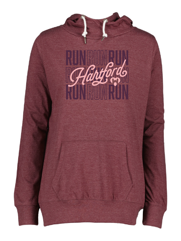 Hartford Funnel Neck Hooded Tee in Maroon - Women