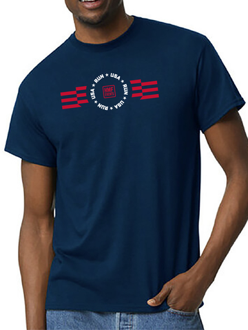 RUN USA Short Sleeve Tee in Navy