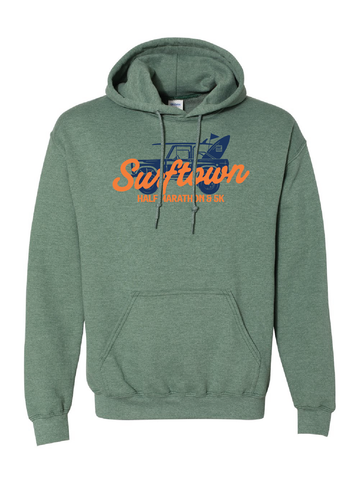Surftown Half Marathon & 5K Jeep Hoodie in Heather Green