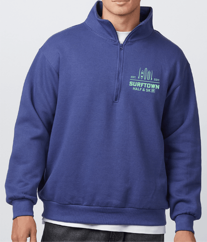 Surftown Half Marathon & 5K 1/4 Zip Fleece in Dusk