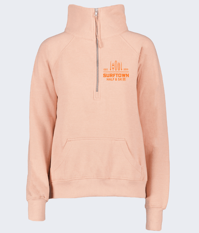 Surftown Half Marathon & 5K 1/4 Zip Fleece for Women in Silver Pink