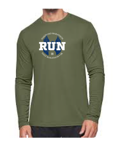 EHM RUN Long Sleeve Tee in Military Green